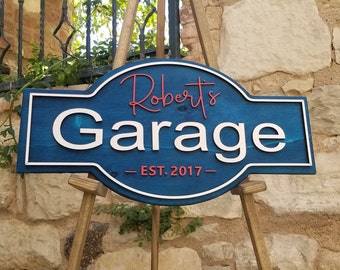Personalized Garage Sign: Custom Wood Business Sign, Established Date