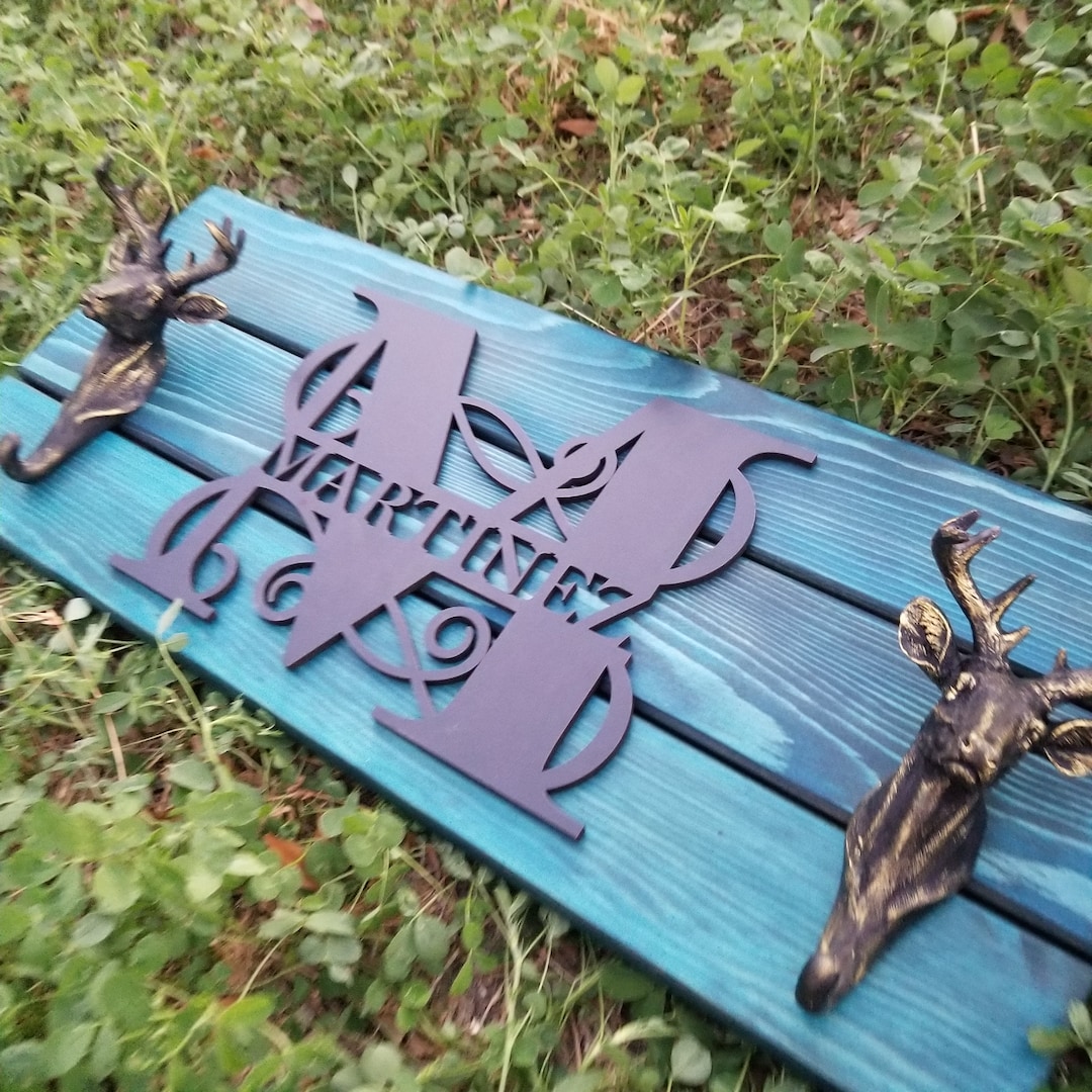 Custom Rustic Monogram Pallet Sign: Wall Mounted Coat Rack - Etsy