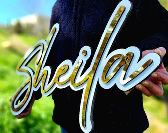 Elegant Gold Mirror Acrylic Wedding Sign: Handcrafted Wooden Celebration Decor for Receptions