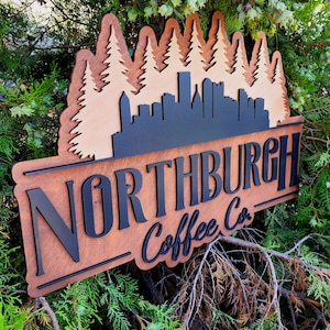Custom 3D wooden sign,Cafe bar sign, wood natural sign, Lounge sign, 3D. Business sign, Personalized Sign, workplace gift, cut out sign