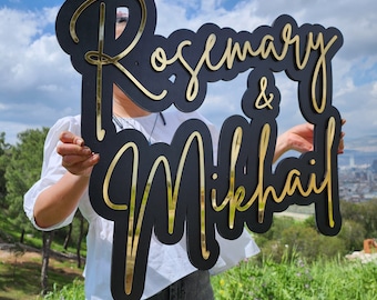 Personalized Gold Acrylic Wedding Sign: Custom Celebration Decor