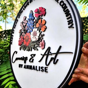 3D Wooden Rounded / Circled Business Logo Sign - Custom Design Signage