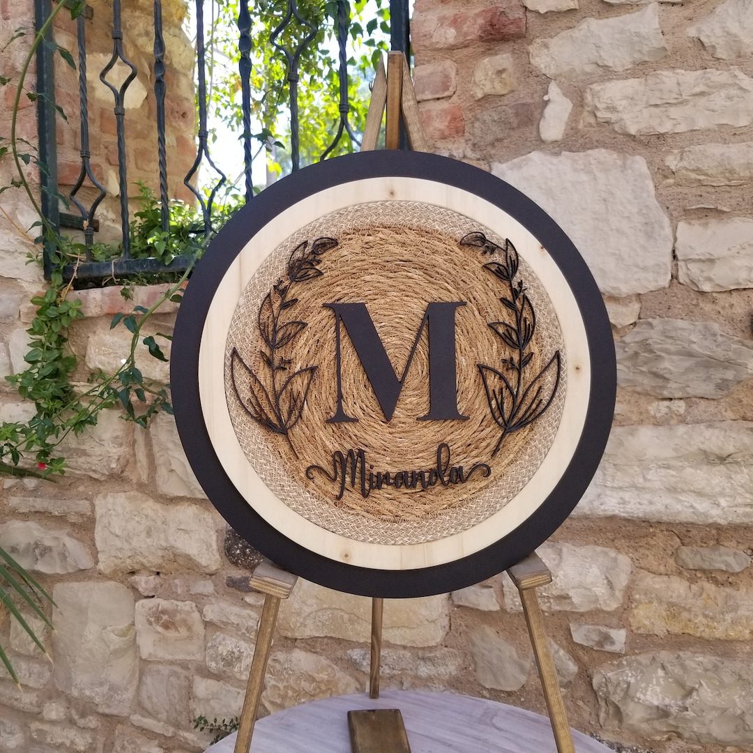 Personalized Wicker Wedding Sign: Custom Wooden Name Monogram - Etsy