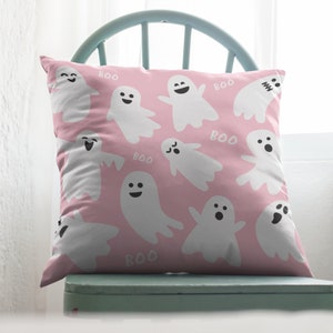 Pink Halloween Ghost Pillow, Cute Boo Ghost Home Decor, Pink Fall Decorations, Pink Ghost Home Decor, Halloween Gift, Halloween Decor