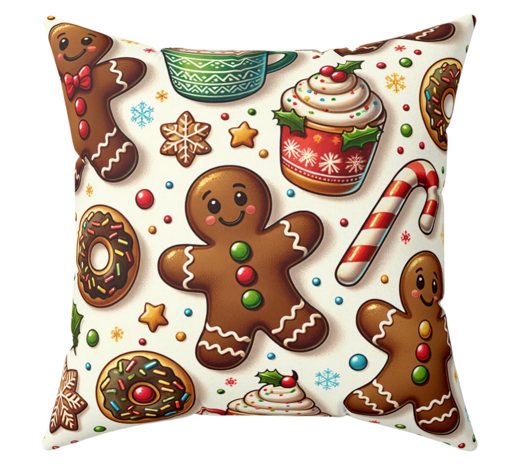 Cute Christmas Gingerbread Pillows Gingerbread Christmas Etsy