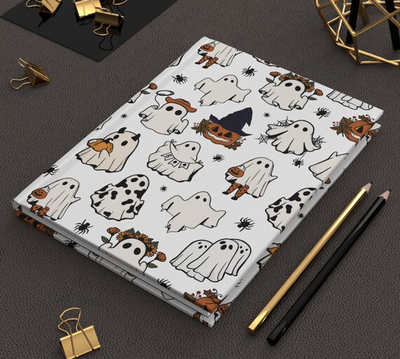Western Ghost Halloween Hardcover Journal Halloween Journal Back To School Writing Journal Hippie Ghost Retro Ghost Notebook Halloween Gift