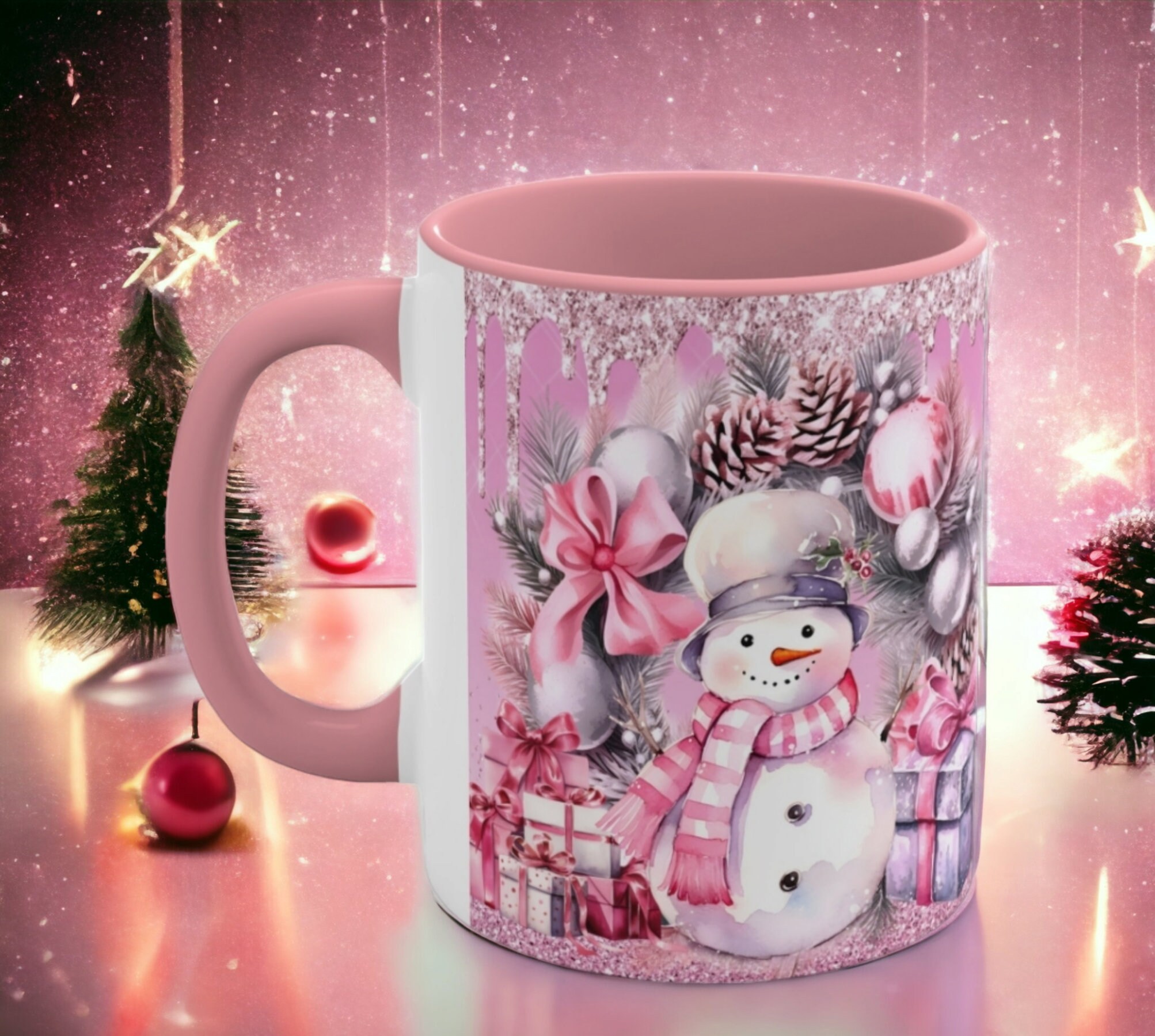 Pink Santa Aesthetic Mug, Pastel Christmas Mug, Trendy Coffee Mug, Tum –  Happy Spirit Happy Life