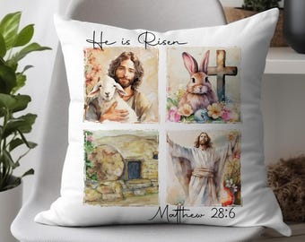 Religious Easter Decor Jesus Bunny Cross Lamb Design, Christian Home Spring Holiday Cushion Religious Easter Decorative Pillow Easter Gift