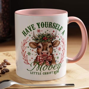 Christmas Highland Cow Coffee Mug Holiday Gift For Friend Merry Christmas Holiday Mugs Cow Lover Gift Cow Owner Gifts Christmas Kitchen Mugs