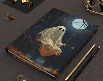 Halloween Spooky Ghost On Swing In The Woods Writing Jourrnal Halloween Journal Fall Book Spooky Season Decor Halloween Gift Journal Matte