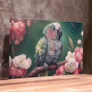 Parrot Wall Art, Parrot Gift, Parrot Canvas, Parrot Art, Parrot On Tree Wall Art, Parrot Potrait, Parrot Lover, Parrot Mom, Wall Hanging Art