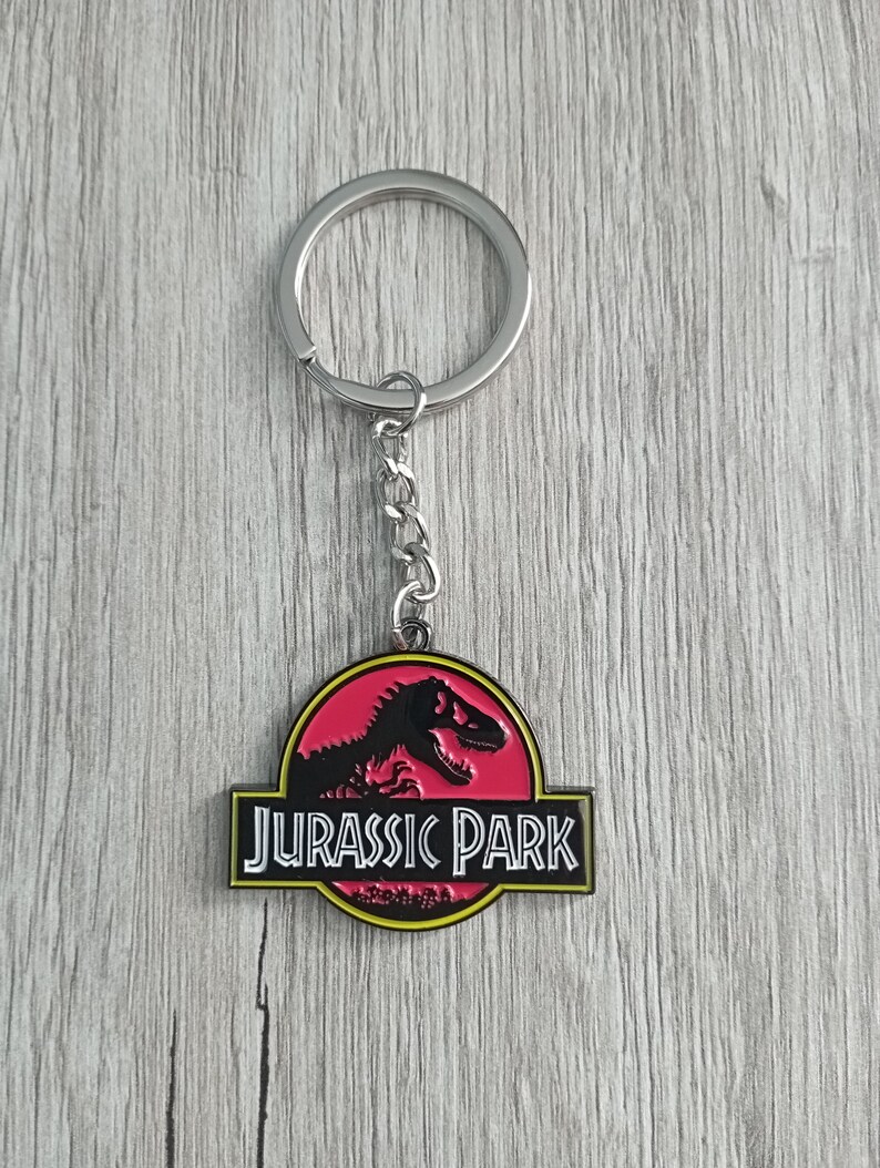 Jurassic Park Metal Keychain Etsy