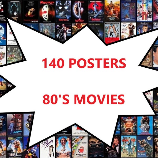 140 Posters 80'S Movies Affiches de Films Rétro Années 80 Images Fichiers Pictures Téléchargement Numérique Instantané