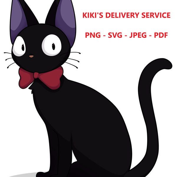 Image Picture File Vector File Bundle Digital Art Kiki's Delivery Service Jiji Black Cat Studio Ghibli Cut Files Clipart PNG SVG JPEG
