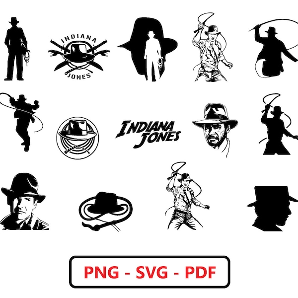 14 Images Fichiers Pictures Bundles Indiana Jones Cut Files Clipart PNG SVG PDF