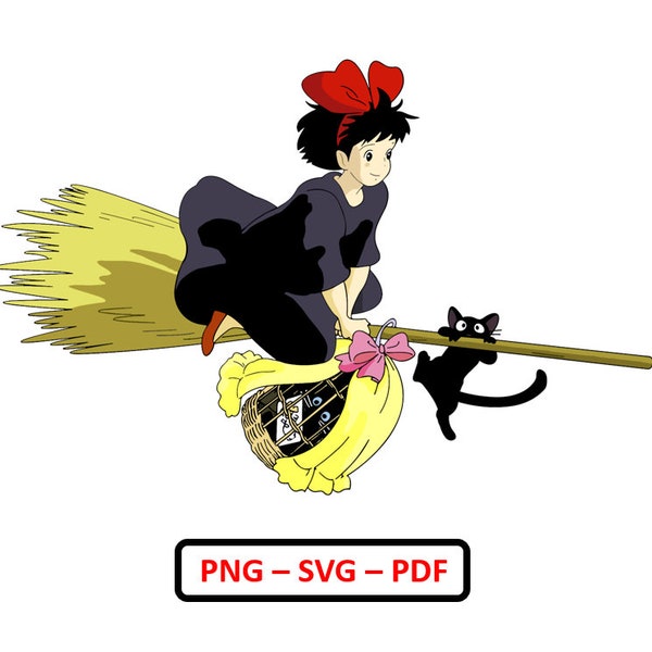 Image Picture File Vector File Bundle Digital Art Kiki's Delivery Service Studio Ghibli Cut Files Clipart PNG SVG PDF