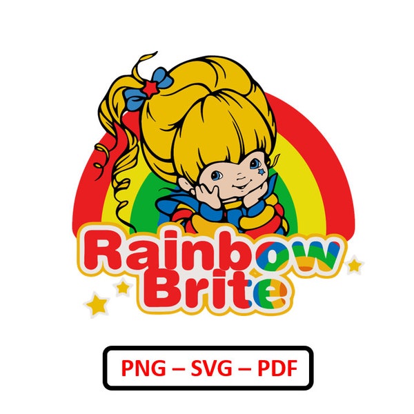 Image File Picture Bundle Rainbow Brite Logo Blondine Arc-en-Ciel Logo Cut Files Clipart PNG SVG PDF