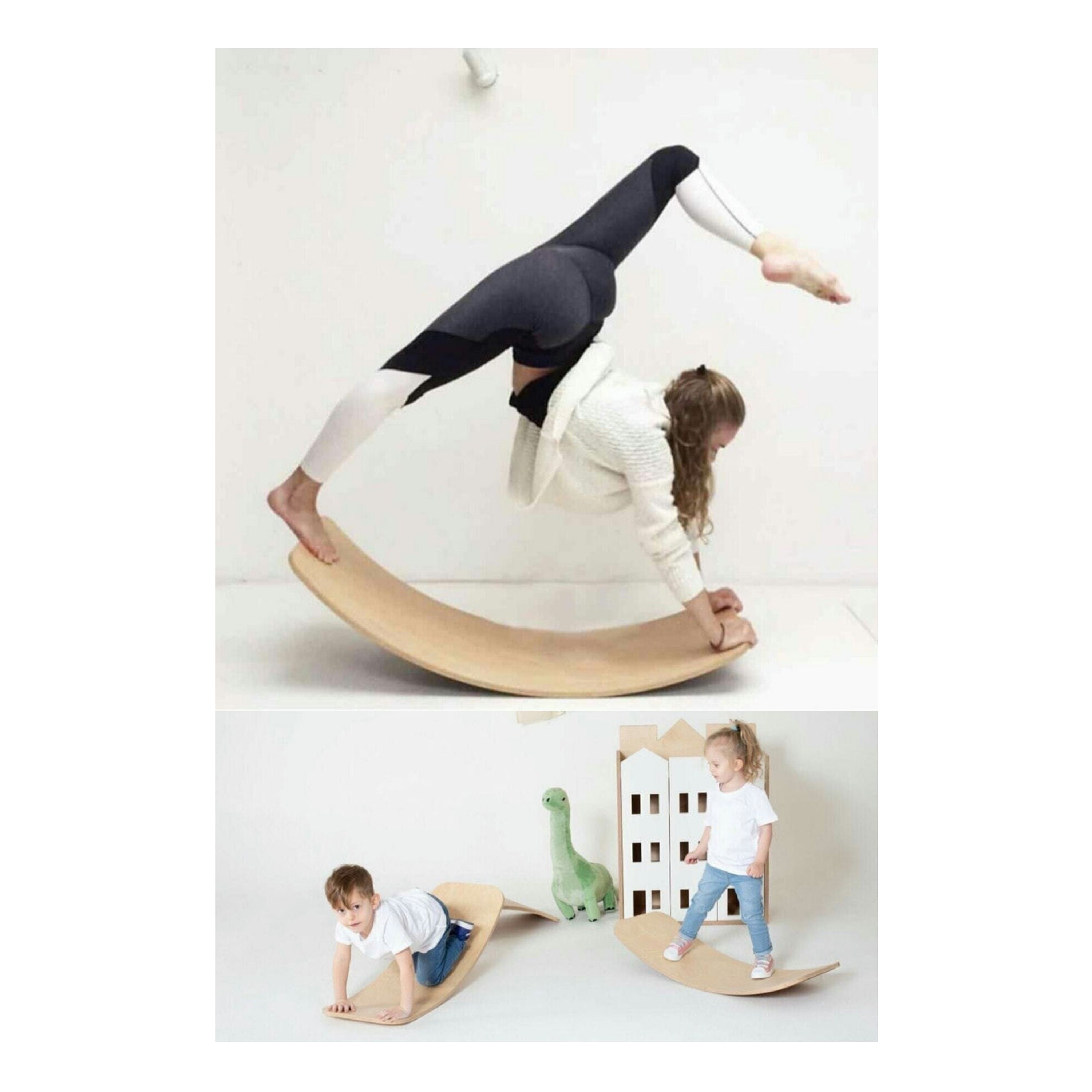 LG&S Curved Balance Board, Wooden Balance Board, Kid Yoga Board