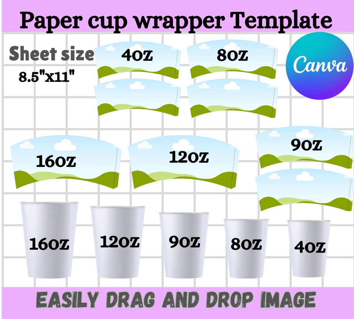 Paper Cup Wrapper Template, Coffee Cup Template, Paper Cup Template ...