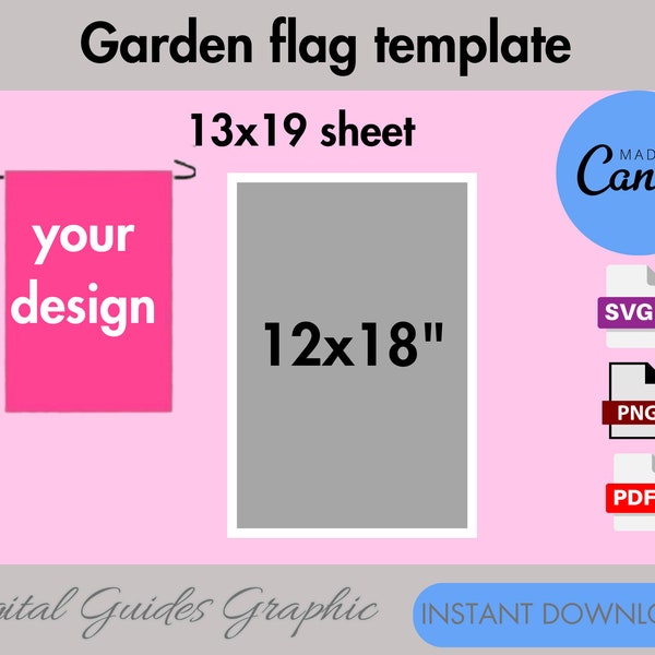 12x18 Garden flag template, blank garden flag template, sublimation flag template, garden flag editable, PNG, SVG, PDF, 8.5x11 sheet.