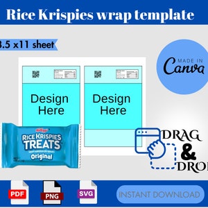 Rice Krispies Template, Rice Krispies Mockup Template ,Rice Krispies Treats, Party Template, DIY Rice Krispies Templates, Party favor, Svg.