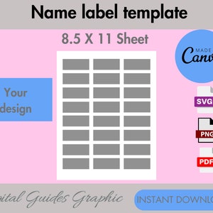 Name Labels Template, School Supply Labels Svg, School Label Template, Back to School Label Template, Printable Name Tag, Canva Editable