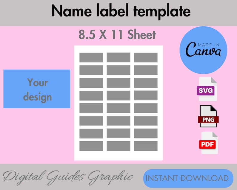 Editable Name Labels Template: Back to School, Canva (digital Download ...