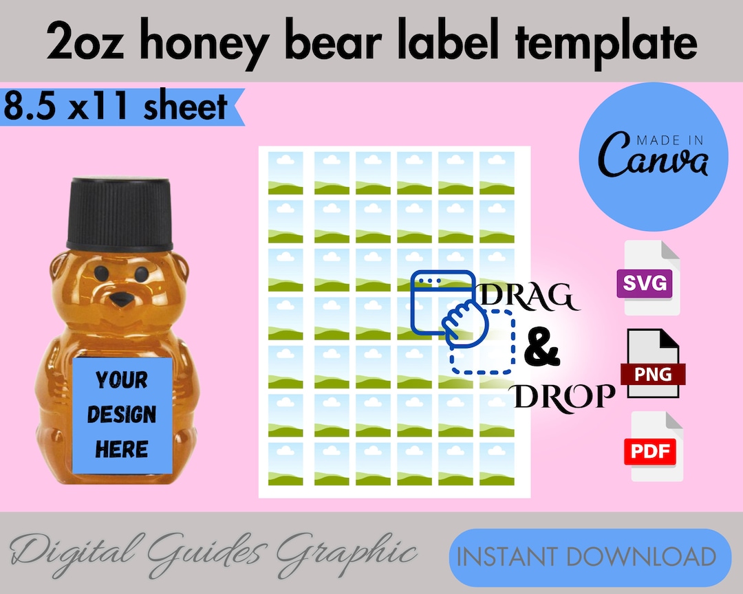 2oz Honey Bear Label Template, DIY Label Template, Printable Template ...