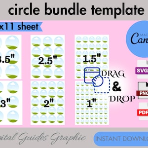Circle template svg, circle template bundle,DIY label template, circle sticker template, sticker label, Canva editable, canva frame.