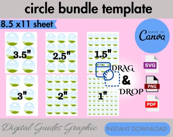 Kreis Vorlage svg, Kreis Vorlage Bundle, DIY Etikettenvorlage, Kreis Aufkleber Vorlage, Aufkleber Etikett, Canva bearbeitbar, Canva Rahmen.