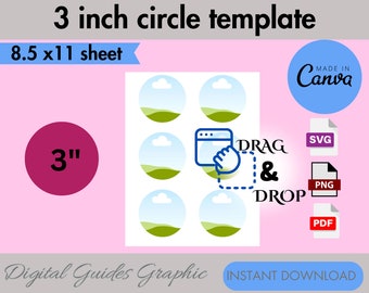 Circle Label Template: 3 inch, Canva Editable (SVG, PNG, PDF Digital Download)