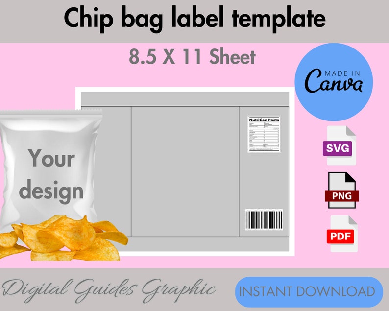 Chip Bag Blank Template Chip Bag Template DIY Chi Bag Etsy