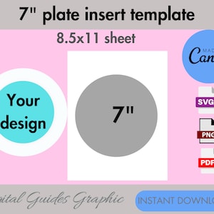 Round blank plate 7 inch insert template, DIY sublimation charger insert template, plate charger insert, circle template, PNG, SVG, 8.5X11