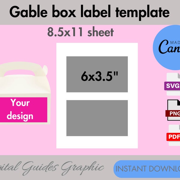 Gable box template, gable box svg template, blank template, gable box label template, printable template, PNG, SVG, PDF, 8.5x11 sheet.