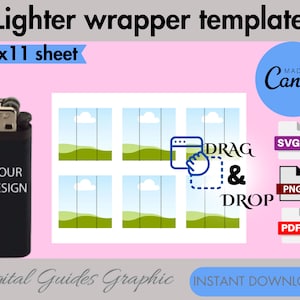 Lighter Label Template, Lighter wrapper Template, Lighter label full wrap, Sublimation Template, Canva Template, Template Svg.