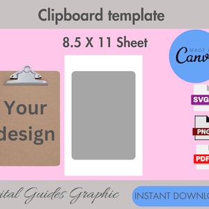 Clipboard Sublimation Template, Blank Clipboard Template, DIY Clipboard Template, Sublimation Template, Canva Template, Canva Editable.