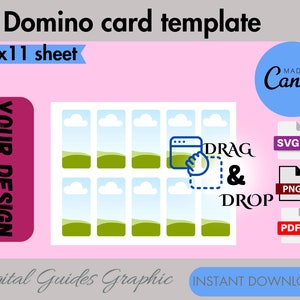 Domino-Kartenvorlage: Druckbares Sublimationsdesign (Canva bearbeitbar, digitaler Download)