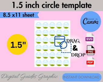 Kreis Etiketten Vorlage: 1,5 Zoll DIY Aufkleber, Canva Bearbeitbar (Digitaler Download)