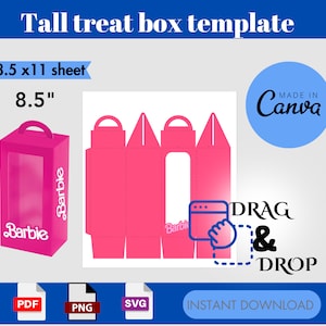 Tall Box Template, Tall Box Svg, Treat Box, Doll Box, Gable Box, Tall Gable Box Template, Gable Box Svg, Canva Editable, Canva Template.