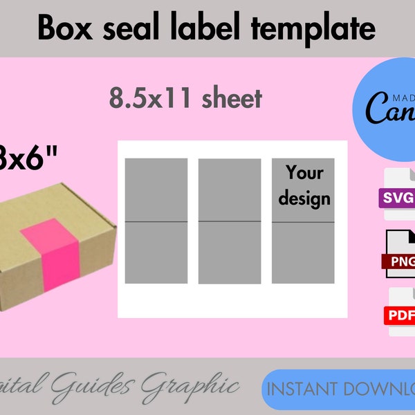 Blank box seal label template, custom packaging labels, packaging seal sticker, shipping label printable parcel stickers, PNG, SVG, PDF.