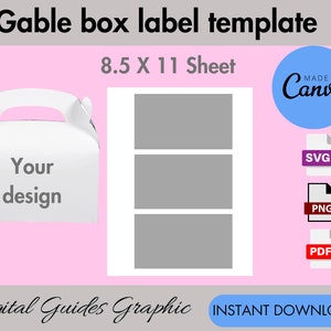 Modèle d'étiquette de boîte de pignon, étiquette avant de boîte de pignon, boîte de pignon imprimable, boîte de pignon, modèle de cotillons Svg, modifiable, canva modifiable