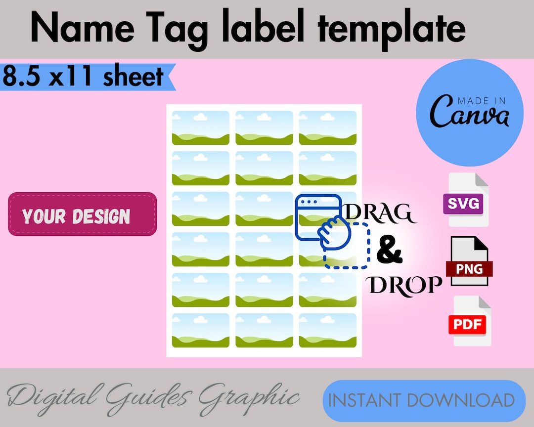 Custom Name Template Name Tag Template, Name Tag Sticker, Sticker Template, Name Tag, Name ...