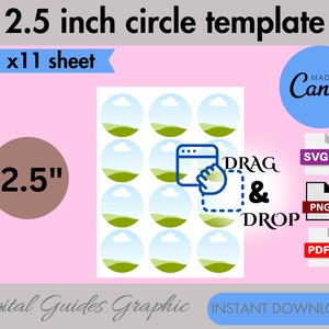 2.5&quot; Circle Template Svg, DIY Label Template, Round Sticker Template, Circle Labels, Sticker Template, Canva Template, Canvas Editable.