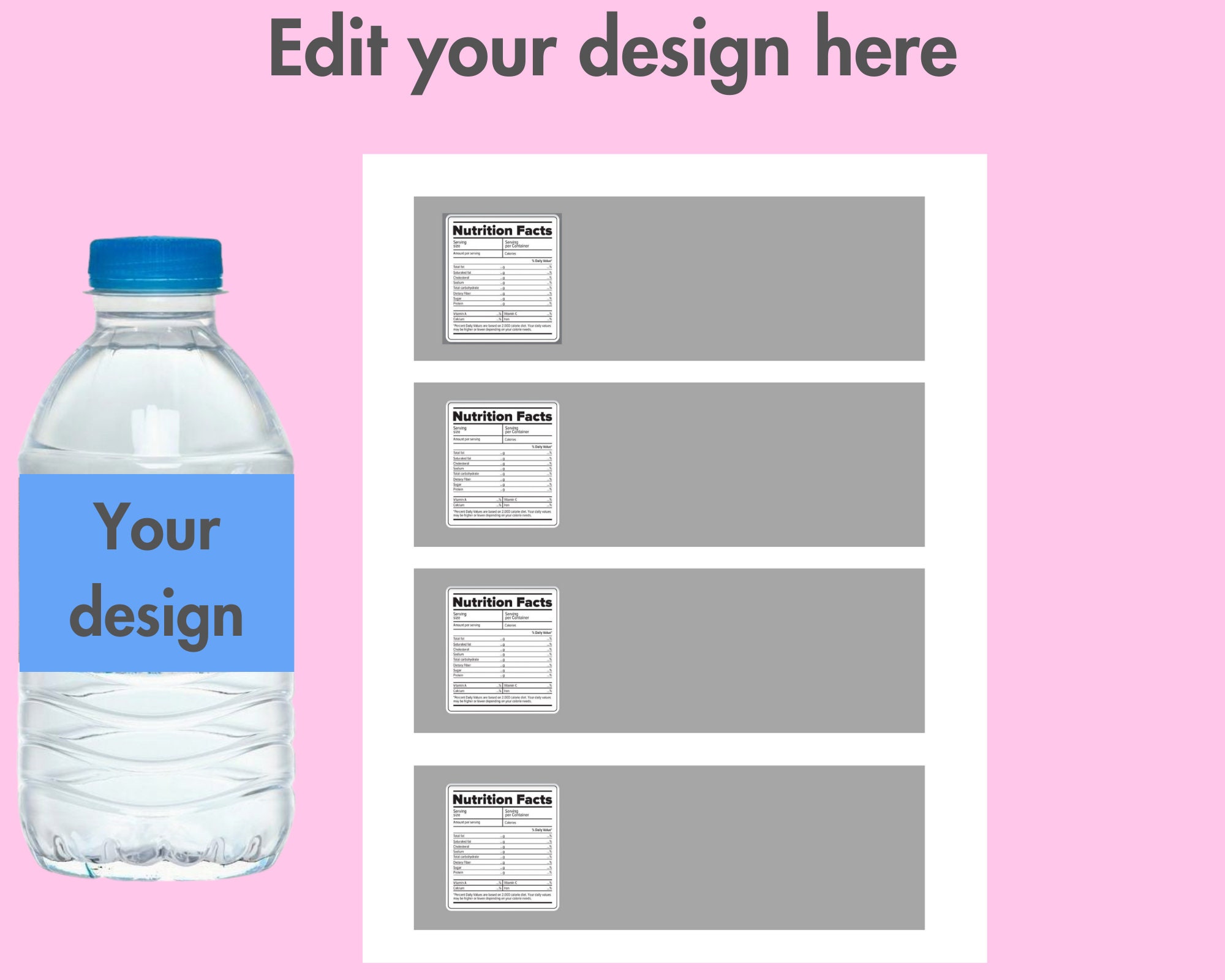 Water Bottle Label Blank Template Printable Bottle Label DIY Label Water Bottle Label Blank Template Printable Bottle Label DIY Label