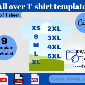 All Over T-shirt Template, Tshirt Outline Template svg, t-shirt Sublimation Blank Template, T-shirt Design Template, Custom T-shirt Template
