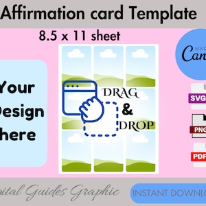 Affirmation Card Template, Affirmation Card Svg, Playing Card Svg, Custom Playing Card , Printable Template, Canva Template, Canva Edit.