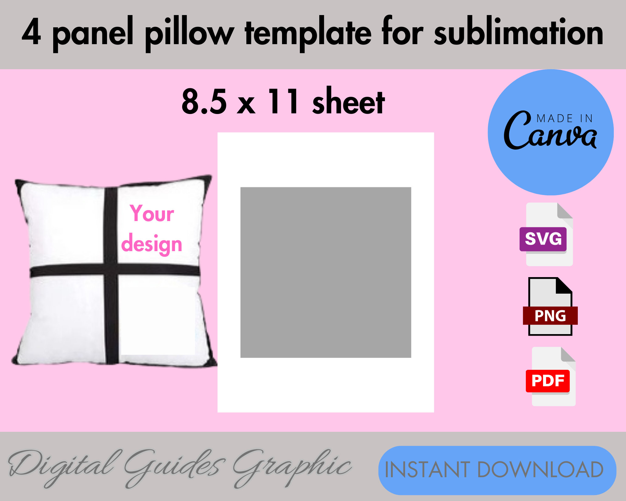 4 Panel Pillow Sublimation Template, Pillow Template, Sublimation 4 Panel Pillow Sublimation Template, Pillow Template, Sublimation