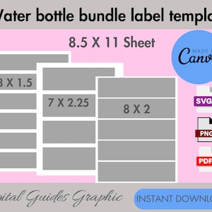 8 & 16 Oz Water Bottle Template ,Water Bottle Mockups Template, Blank Water Bottle Template svg, Party Favor Mockups, Canva Template.