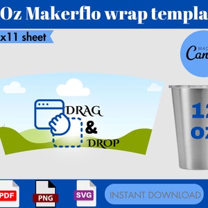 12 Oz Makerflo Tumbler Template: Sublimation Wrap, Canva Edit (Digital Download)
