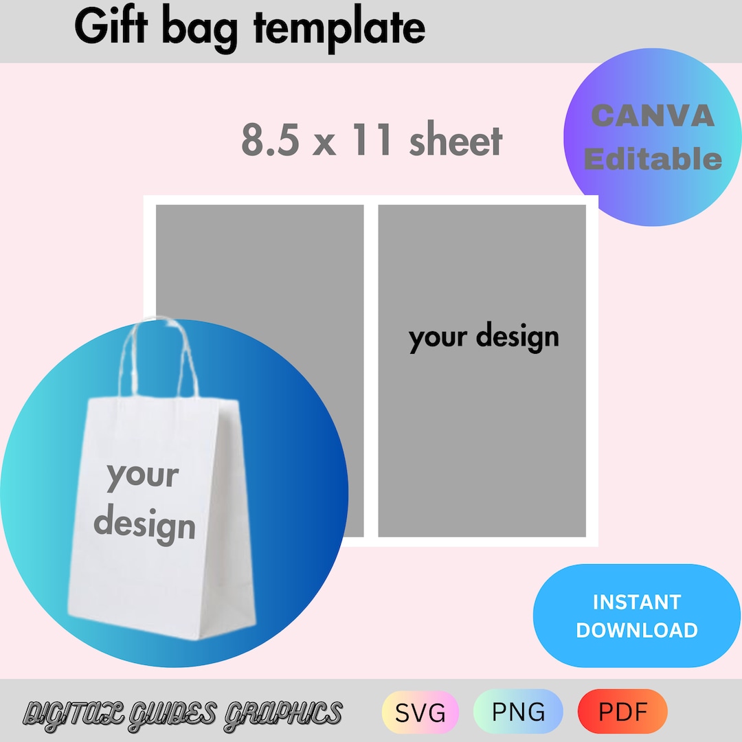 Gift Bag Label Blank Template Bag Label Template DIY Gift - Etsy